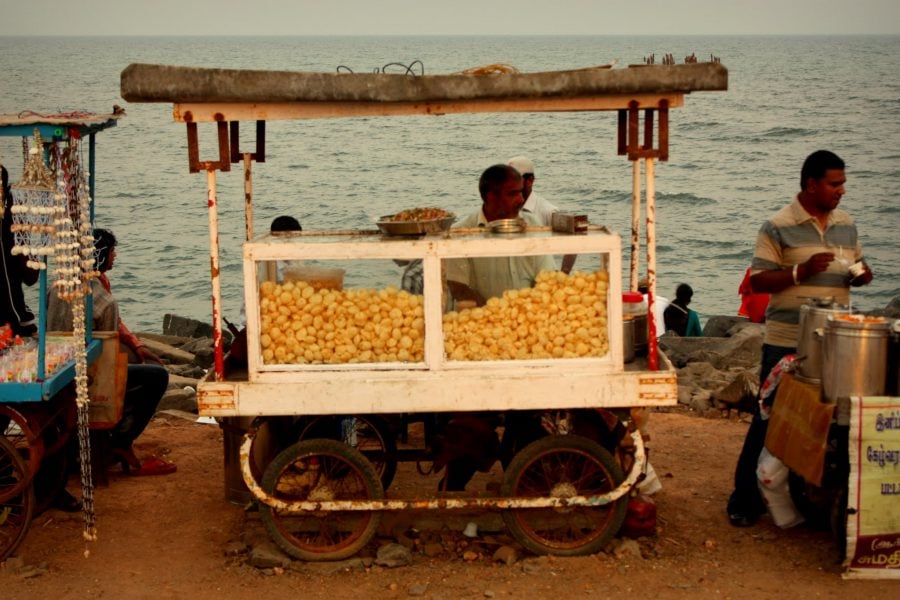 Tarabă ambulantă, Pondicherry (Puducherry), Tamil Nadu, India
