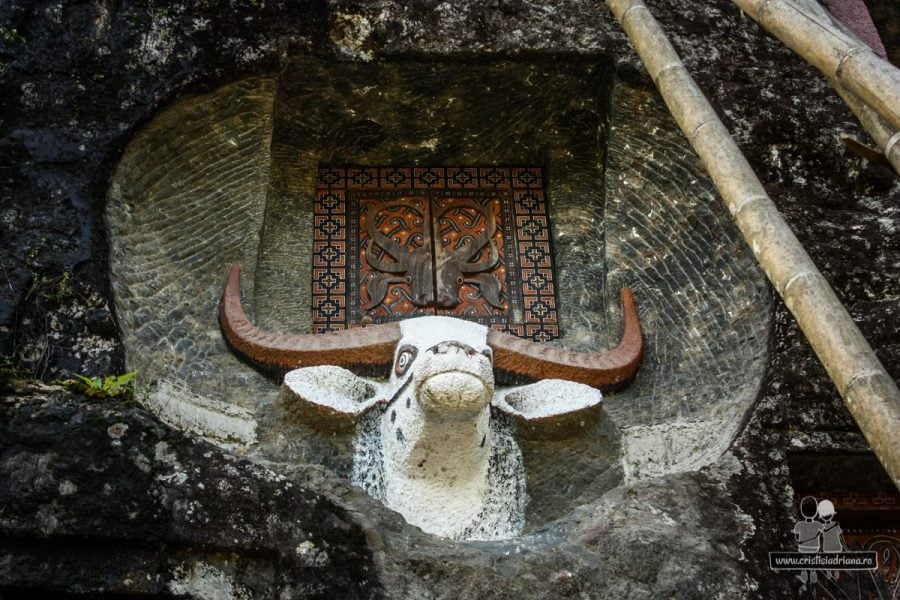 Bivol sculptat pe mormânt