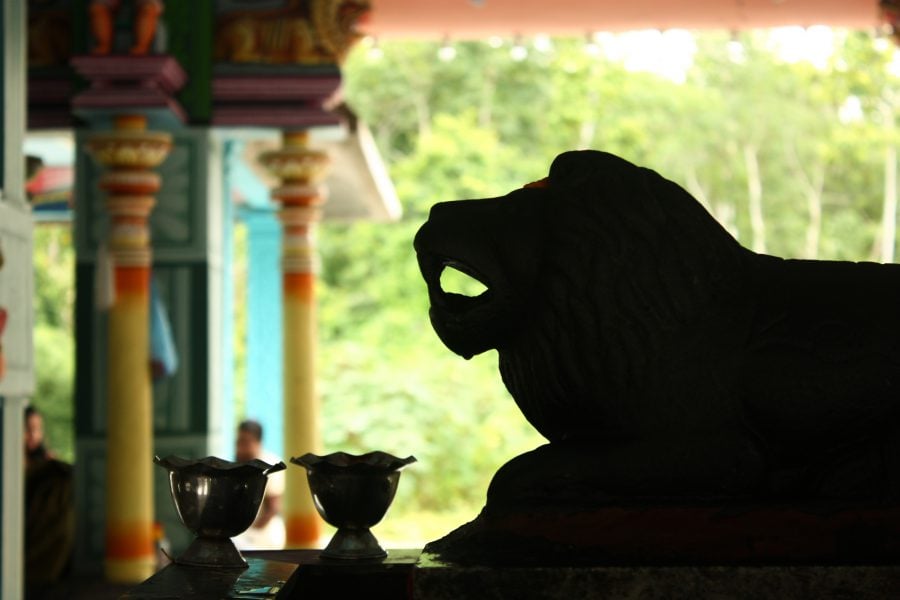 Mic altar cu leu în templu indian